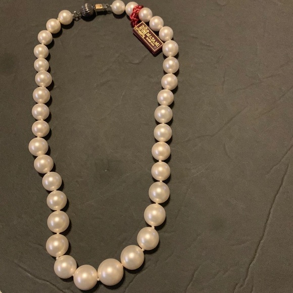 VINTAGE MASAMI 925 silver PEARL NECKLASE - Picture 4 of 10